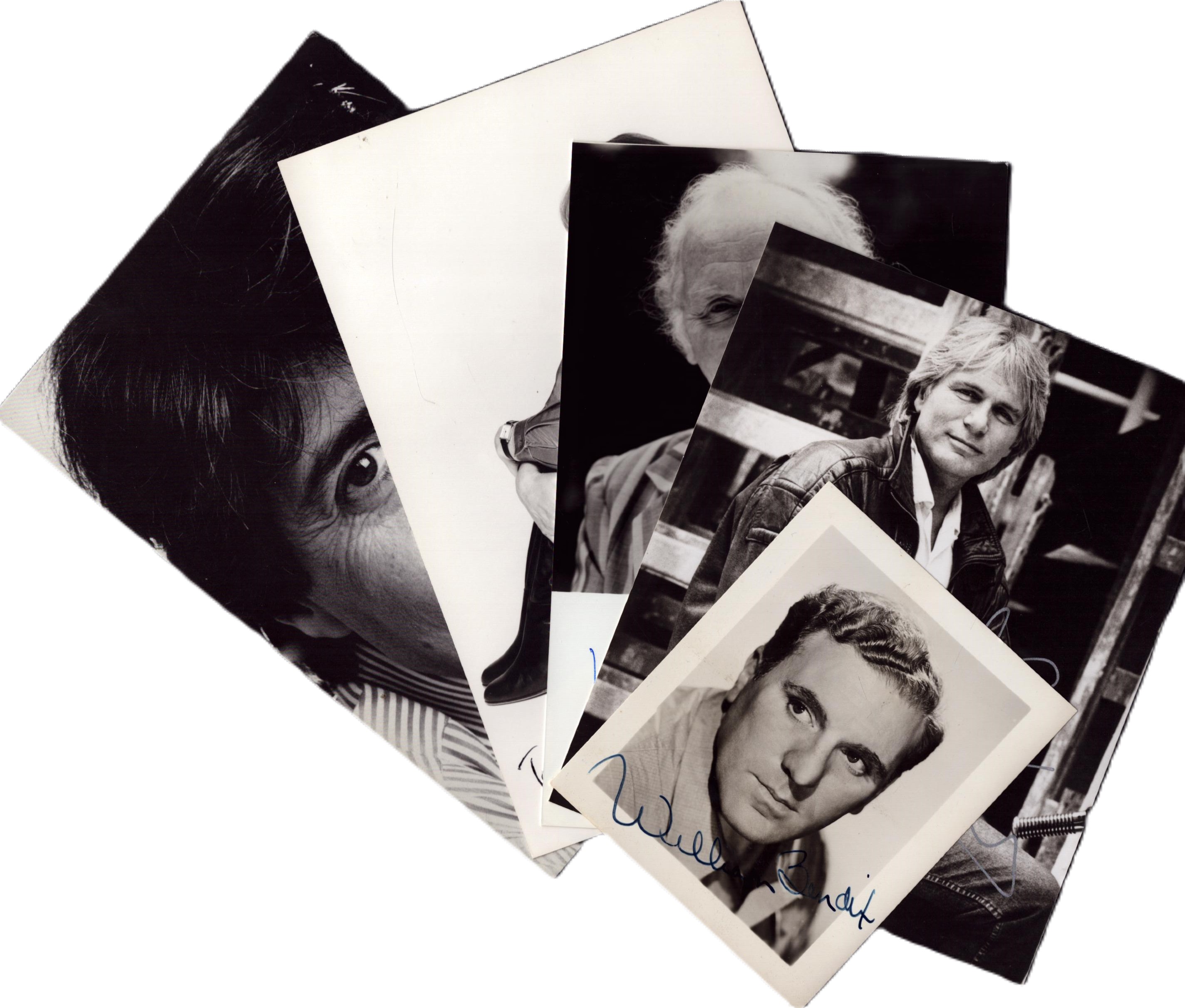 Collection singed photos, Tom Conti, Susan Penhaligon, Charlie Drake, Adam Faith, William Bendix.