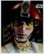 Jack Klaff signed Star Wars 10x8 inch colour photo inscribed Red 4 'I'm hit !. Good Condition. All