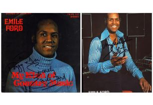 Emile Ford Signed Vinyl Record Sleeve and A4 Colour Poster in black ink. Vinyl Included. Signed in