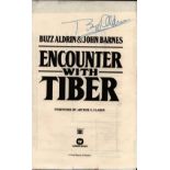 NASA signed Buzz Aldrin book page Encounter with Tiber 5.75x9 Inch. Former astronaut, engineer and