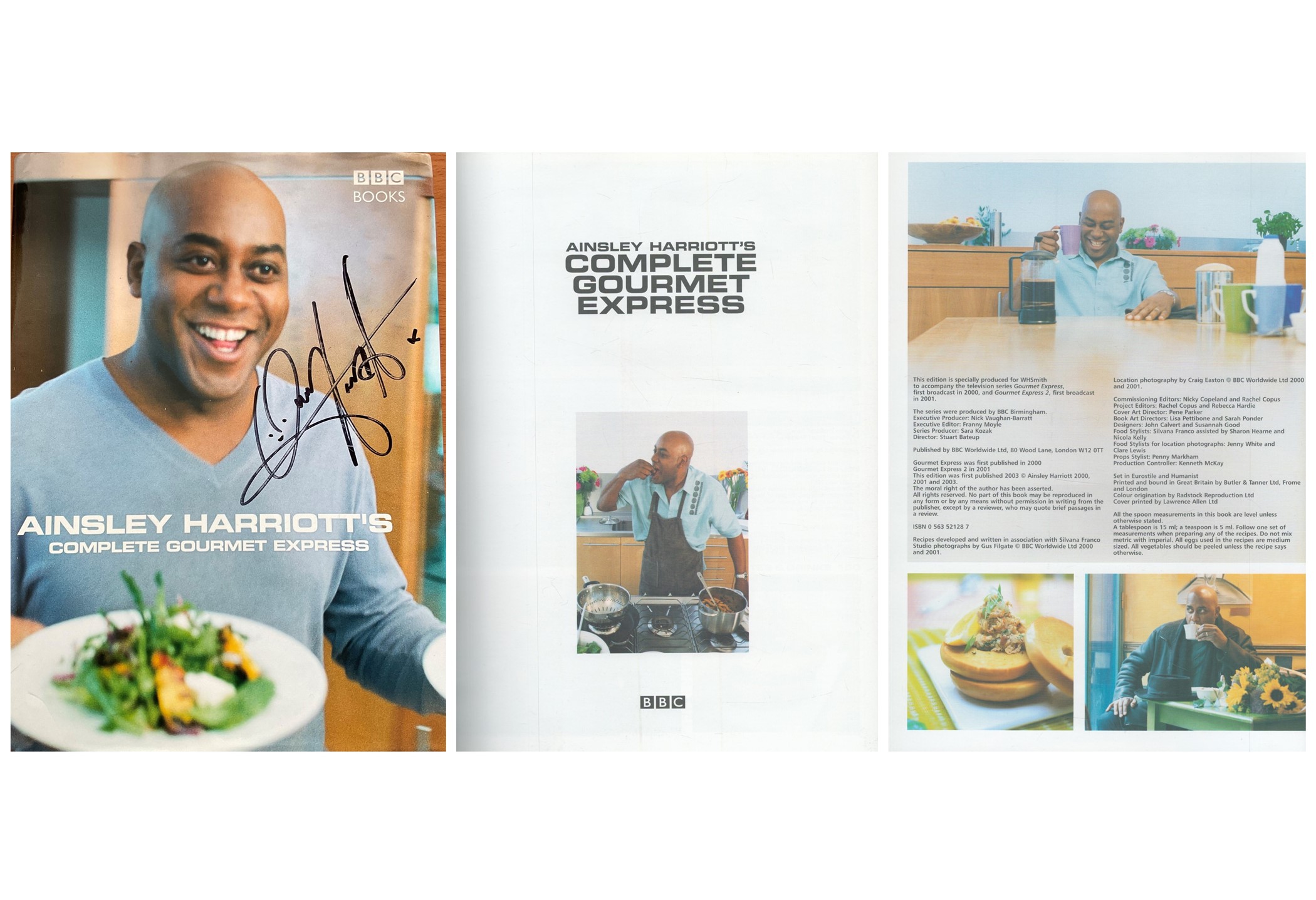 Chef Ainsley Harriott Handsigned 'Complete Gourmet Express' Recipe Book. A WHSmith Production. BBC