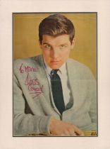 Jess Conrad OBE Signed colour magazine poster in red ink. Mounted to an overall size of 16 x 12