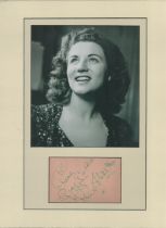 Anne Shelton signed autograph Dedicated black and white photo Mounted British singer. 12 x 16