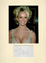 Jennifer Ellison signed signature card with colour photo, mounted to an overall size of 16 x 12