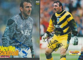 Neville Southall signed 12x8inch magazine cutout photo. Good condition Est.