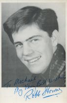 Robb Storme signed 6x4 vintage black and white Decca promo photo. Good condition Est.