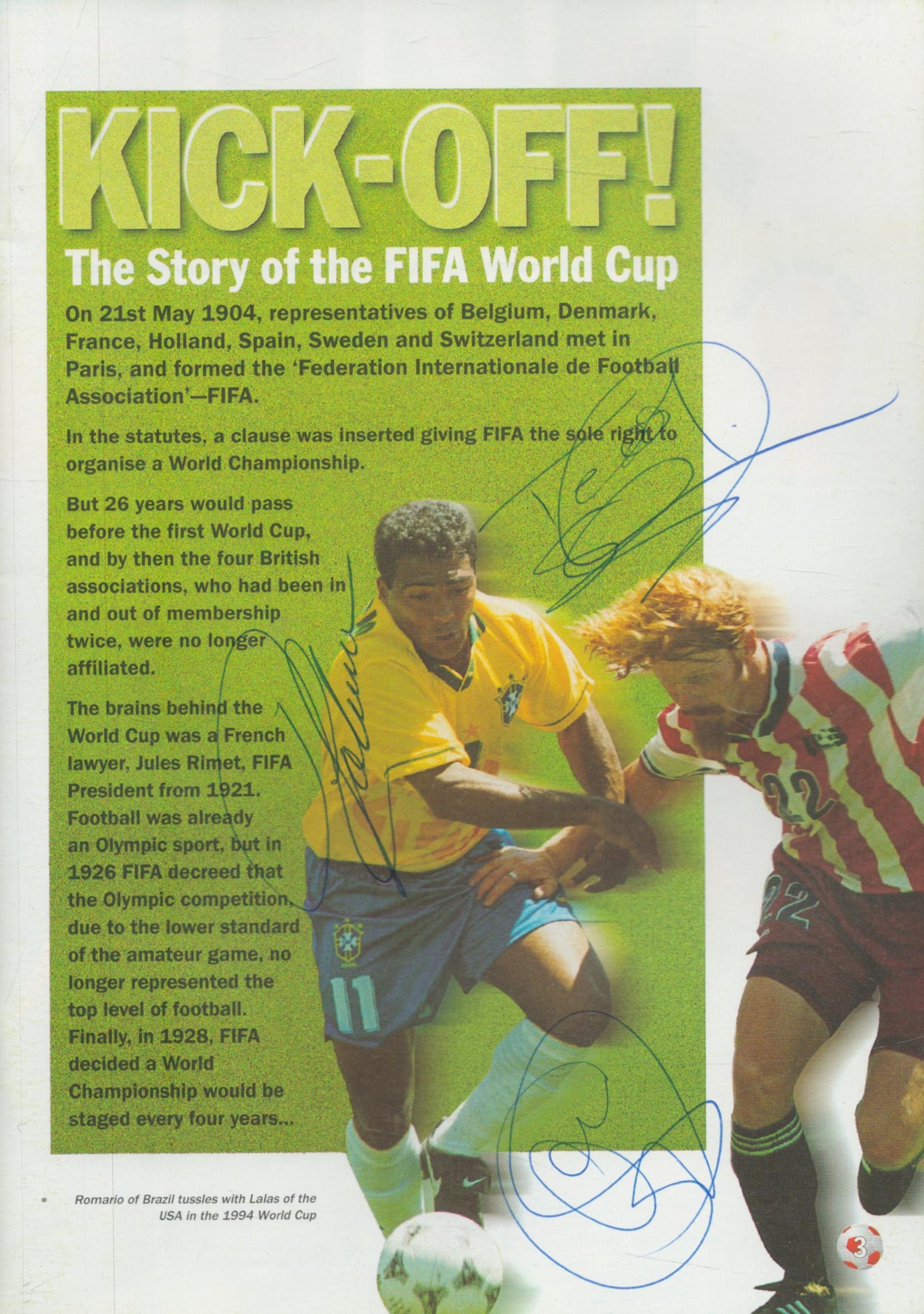 Multi signed Teddy Sheringham, MBE. Programme Souvenir page plus 2 others. 'FIFA World Cup'. Good