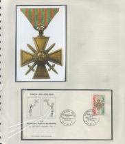 1965 French Croix De Guerre official 50th ann FDC with Medal stamp and Paris postmark. Set with