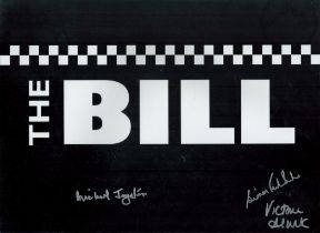 Michael Jayston, Victoria Alcock and one other signed 16x12 inch 'The Bill' logo photo. Good