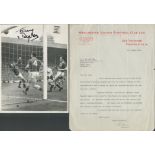 Terry Dyson signed Black and White Photo 8.5x6.5 Inch. plus TLS Header Dedicated Letter-'