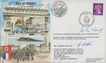 Lt Gen D Lang DSO MC, Lancastria survivor G Skelton signed 1990, 50th Ann Fall of France cover