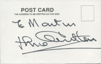 Jack Charlton signed 6x4 inch white card. Good condition Est.