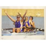 Olympics Rowing Matthew Pinsent Signed Big Blue Tube Edition colour Print. Limited Edition 334 of