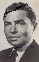 James Mason signed 6x4 black and white photo post card. Good condition Est.