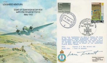 WW2 Victoria Cross winner Leonard Trent VC signed 1983 Lockheed Ventura bomber RAF flown cover. Born