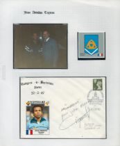 Football France Jean Amadou Tigana signed 1987 Bordeaux v Rangers match cover and picture display.