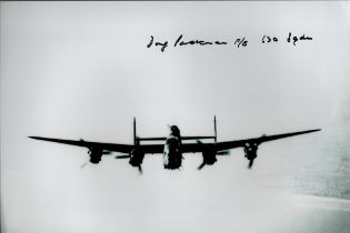 WW2 RAF 630 Squadron Lancaster bomber veteran Doug Packman signed photo. Good condition Est.