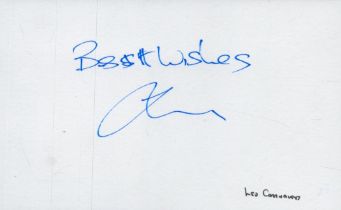 Les Cartwright signed 5x3 inch white card. Good condition Est.