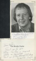 Tim Brooke-Taylor signed 6x4 black and white photo and signed album page below. Good condition Est.