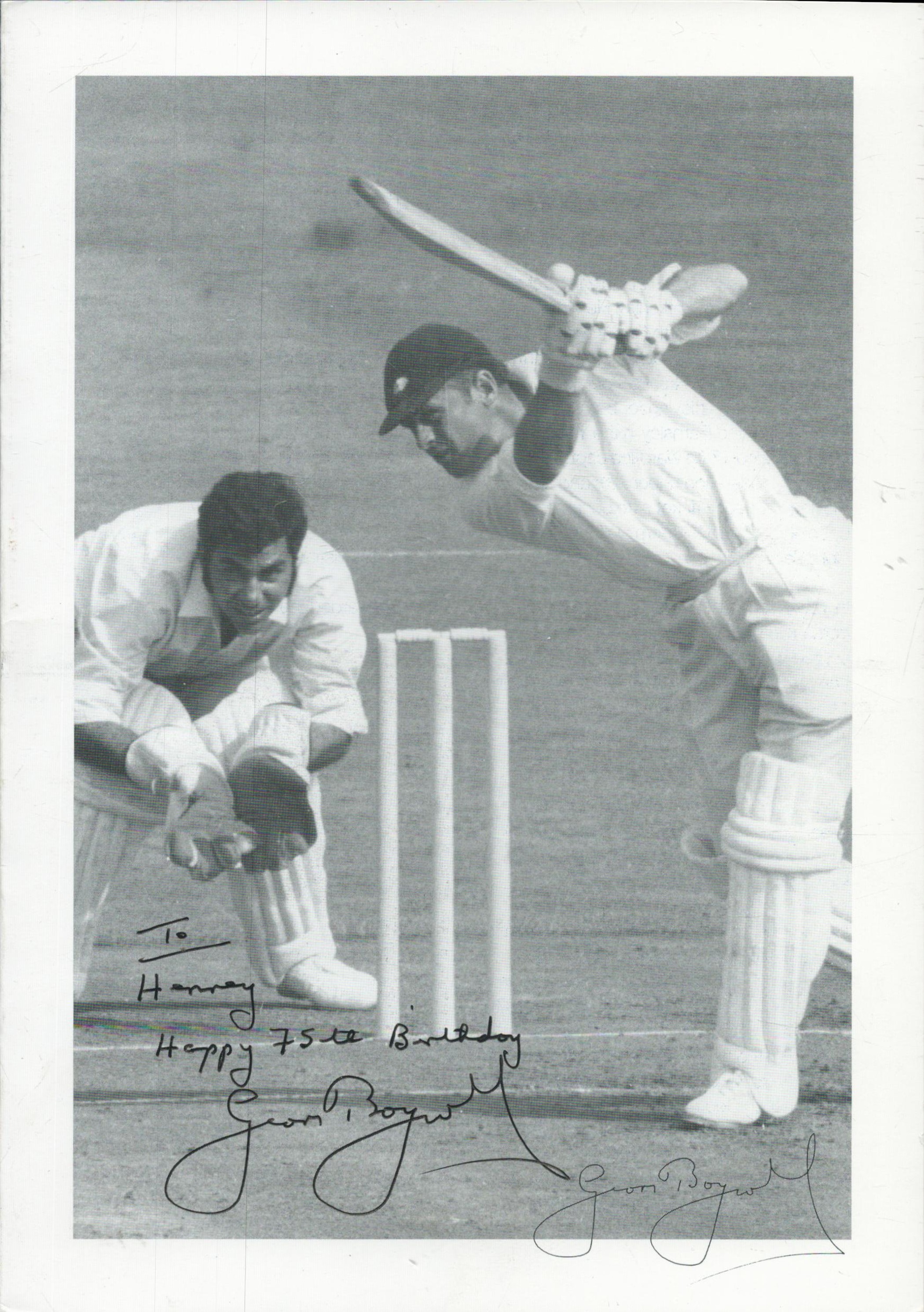 Geoff Boycott signed 7x5 inch black and white photo. Dedicated. Good condition Est.