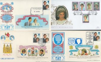 FDC Royalty 4 x Collection Unsigned The Prince of Wales / Princess of Wales Diana. Post Marks