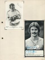 Alan Minter signed 3x5.5 inch black and white promo photo and David Wilkie MBE signed 7x4 inch black