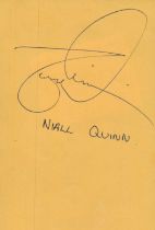 Niall Quinn signed 5x3 inch yellow album page. Good condition Est.
