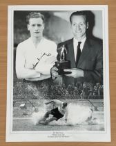Sir Tom Finney (Preston North End FC) Signed 16 x 12 inch Black and White Montage Photo. Showing