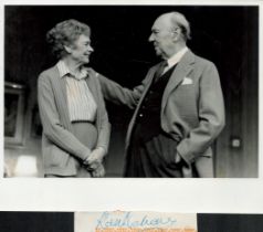 Ralph Richardson Signed 4. 5 x 1 inch Signature Cutting. Included us a Black and white Photo