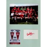 European Cup Manchester United vs Benfica signature piece on a 16x12 card. Featuring colour team