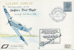 Spitfire 50th ann cover signed by WW2 veteran H Jones. Good condition Est.