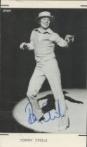 Sir Tommy Steele, OBE signed Promo. Black and White Photo 6x4 Inch fixed onto card overall size