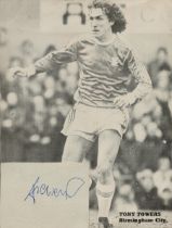 Tony Towers signed 4x3 inch card attatched to black and white magazine cut out photo. Good condition