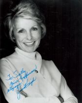 Janet Leigh signed 10x8 inch black and white photo. Dedicated. Good Condition. All autographs come