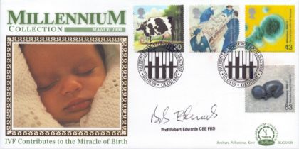 Prof Robert Edwards CBE FRS signed Patients FDC. 2/3/99 Oldham postmark. Good Condition. All