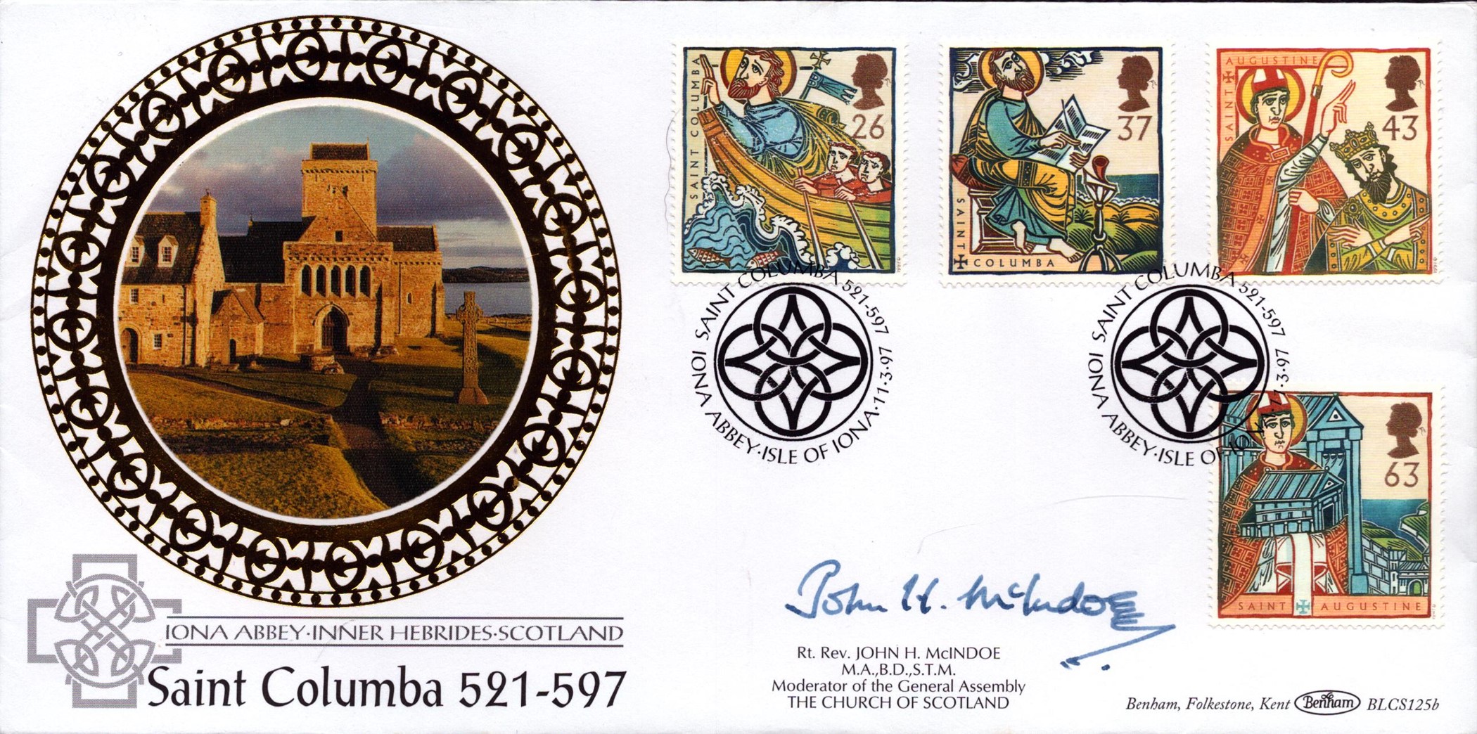 Rt Rev John Mcindoe signed FDC. 11/3/97 Isle of Iona postmark. Good Condition. All autographs come