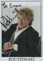 Rod Stewart signed 7x5 inch colour promo photo dedicated. Good Condition. All autographs come with a