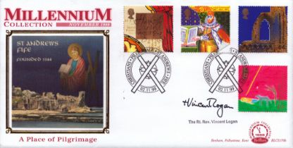 The Rt Rev Vincent Logan signed Christians pilgrimage FDC. 2/11/99 St Andrews postmark. Good