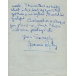 Joanna Rigby - vintage ALS dated Sept 14th (n/y) asking Bill Partleton to send her some false