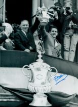 Autographed DAVE MACKAY 16 x 12 Photo : B/W, depicting Tottenham manager Bill Nicholson and