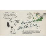 Charles Monroe " Sparky " Schulz signed Snoopy Honeybee vintage FDC PM Flora IL Oct 10, 1980, 62839.