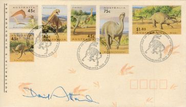 David Attenborough signed Australia 's Dinosaur Era FDC Triple FDC PM First Day of Issue October