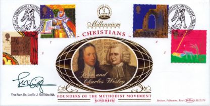 The Rev Dr Leslie Griffiths signed Christians FDC. 2/11/99 Doncaster postmark. Good Condition. All
