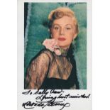 Rhonda Fleming signed 8.5x5.5 inch colour photo. Dedicated. Good Condition. All autographs come with