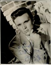 Billy Fury - lovely early 10x8 black and white vintage photograph of the pop singer inscribed 'To
