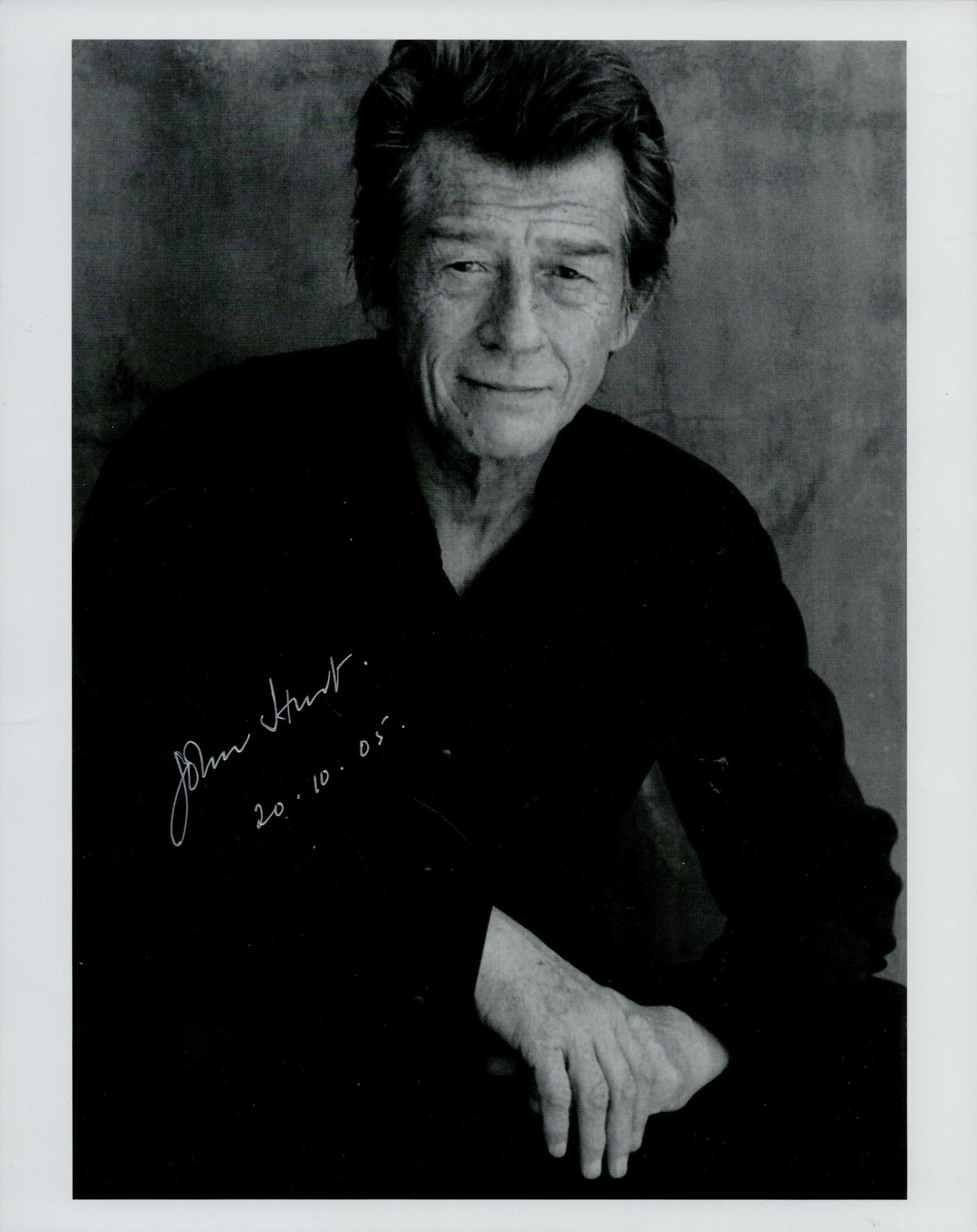 John Hurt signed 10x8 inch black and white photo. Good Condition. All autographs come with a