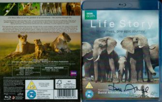 David Attenborough signed BBC Life Story DVD sleeve includes Disc signature on front. Good