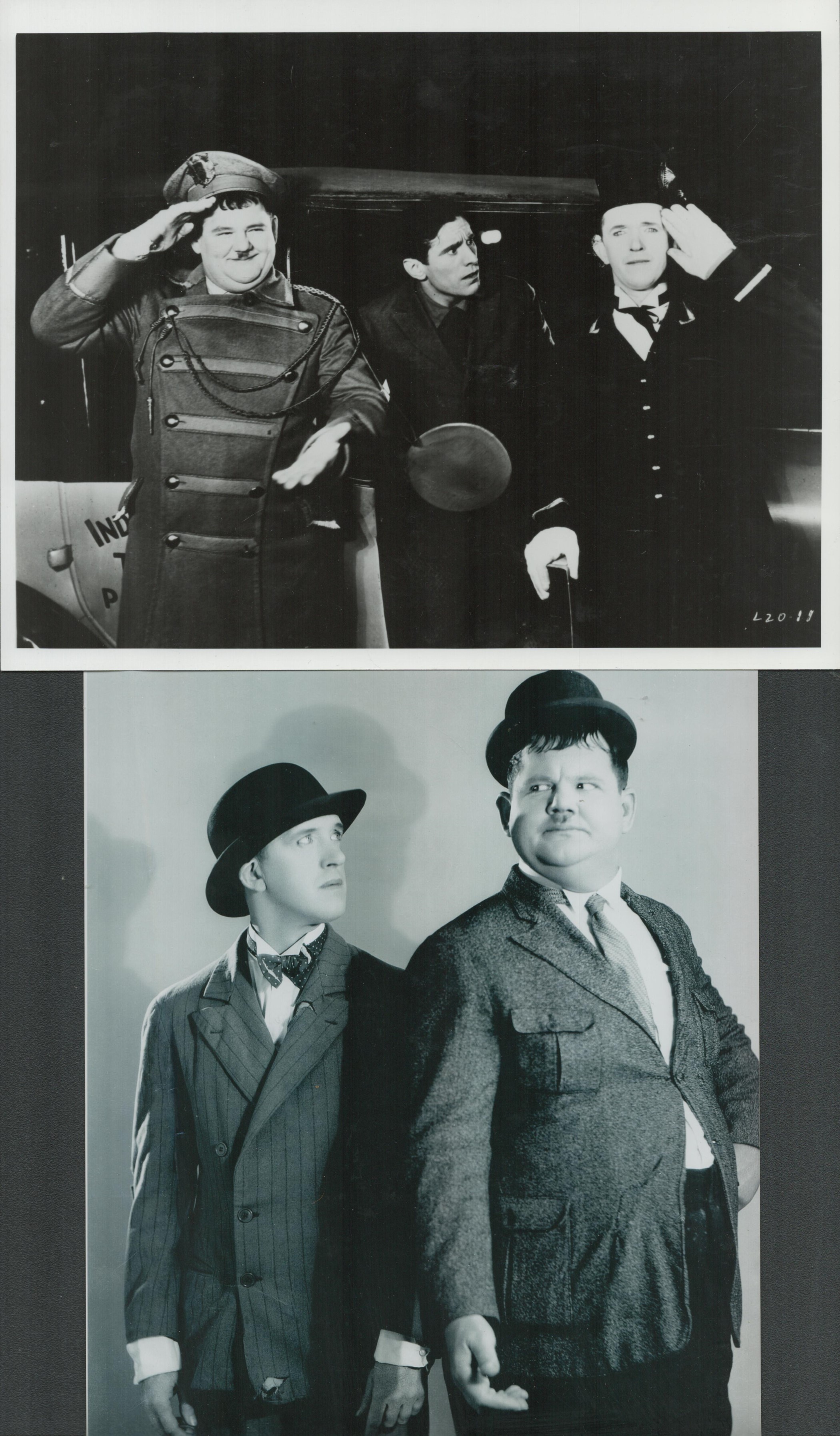 Laurel and Hardy signed album page cutting affixed to 7x5 album page with two accompanying - Image 2 of 2