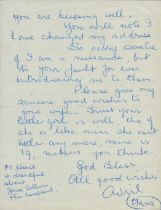 Avril Fane - ALS dated 19/2/59 requesting another pair of eyelashes, saying friends of hers would