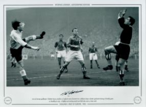 Autographed NAT LOFTHOUSE 16 x 12 Limited Edition : B/W, depicting a wonderful image depicting